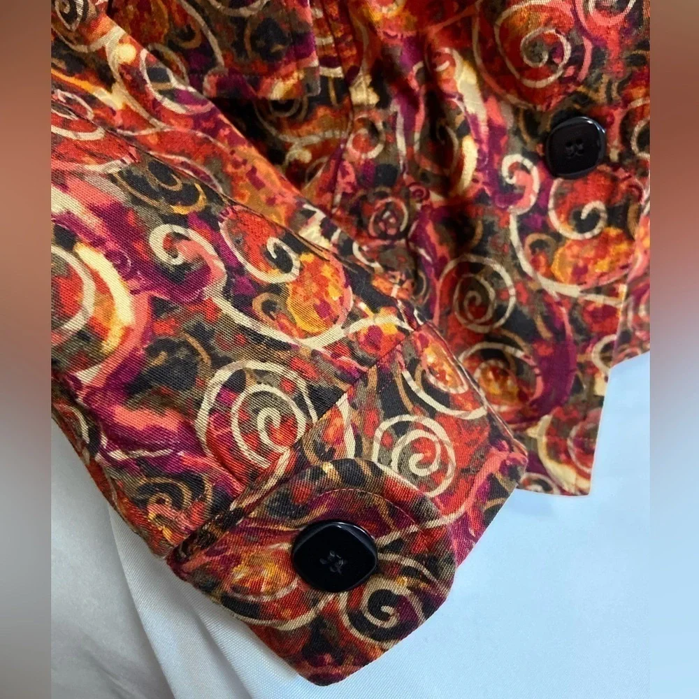 Christopher & Banks~Vibrant Multi-Colored Button-Up Shirt/Jacket~Pockets~Size XL